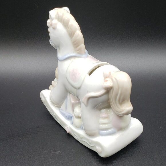Lullaby Lane 1991 Summit Collection Porcelain Pastel Rocking Horse Piggy Bank - Picture 12 of 14